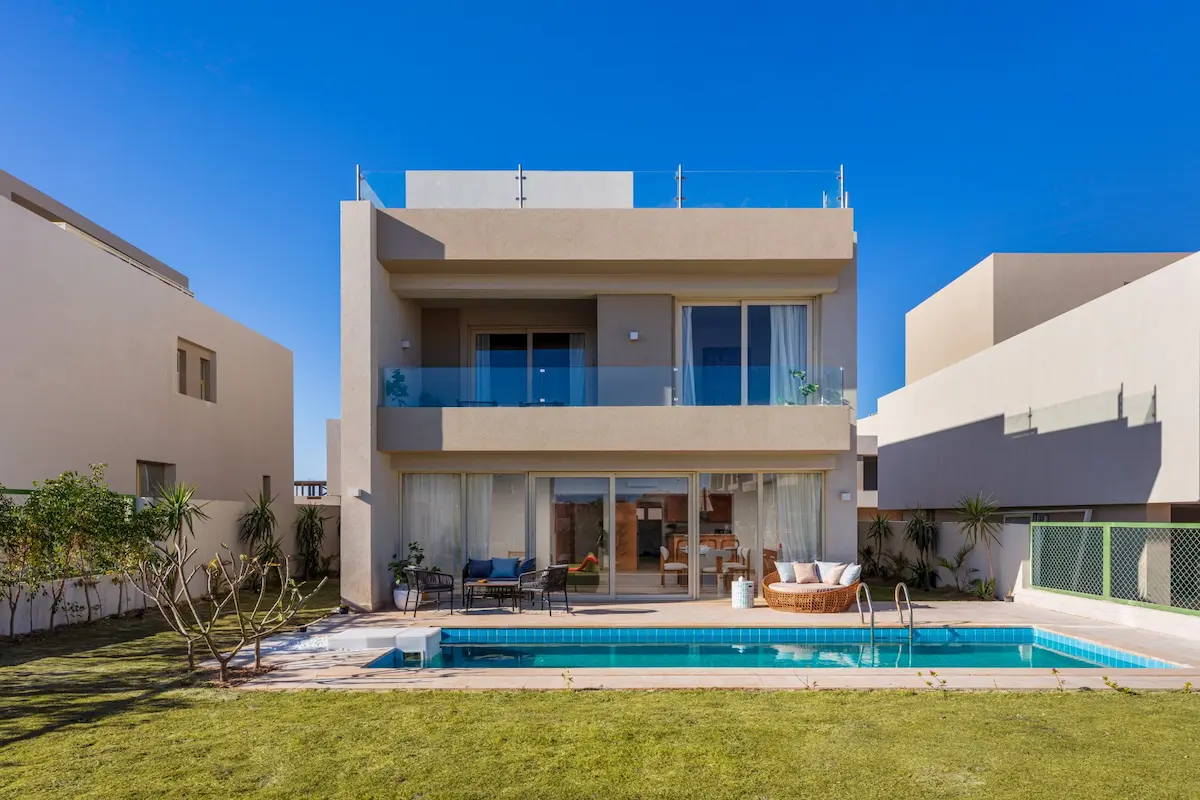 Il Bayou Sahl Hasheesh villa with private pool at morning